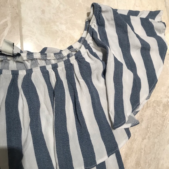 AE White & Blue Striped Off-the-Shoulder Top - Picture 6 of 8